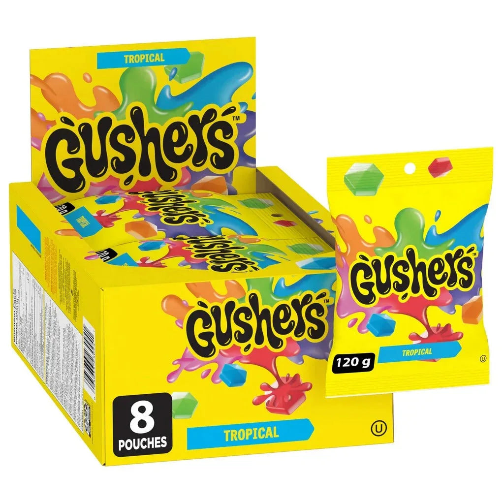 Fruit Gushers Fruit Flavored Snacks, Tropical Fruit Flavors, 4.25 oz, 8-count - USA MEGA SHOP