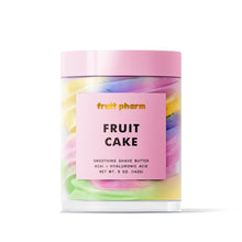 Whipped shave body butter jar with pastel ombre label, Fruit Cake scent