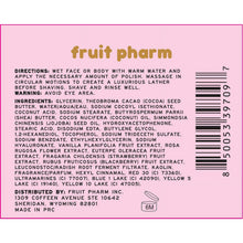 Back label with barcode, directions, and ingredients for Fruit Cake shave butter