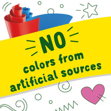 Fruit Roll-Ups label reading "No colors from artificial sources" with hearts icon