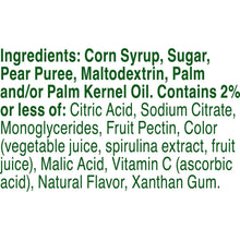 Fruit Roll-Ups ingredients list with corn syrup, sugar, fruit pectin, and vitamin C