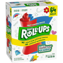 Fruit Roll-Ups fruit flavored snacks variety pack box with 64 rolls and colorful print