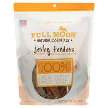 Dog treat pouch of Full Moon Jerky Tenders with 100% USA human grade seal visible