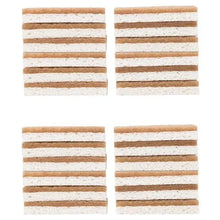 Set of striped walnut non-scratch sponge pads, four brown-and-white squares