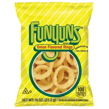 Funyuns onion flavored rings single bag, yellow with ring circle graphic