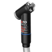 Black vacuum attachment handle with clear head and flexible hose, blue ring