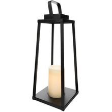 Black LED lantern with handle and frosted pillar candle