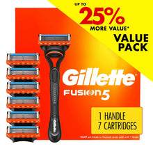 Gillette Fusion5 razor handle with cartridge stack and value pack label