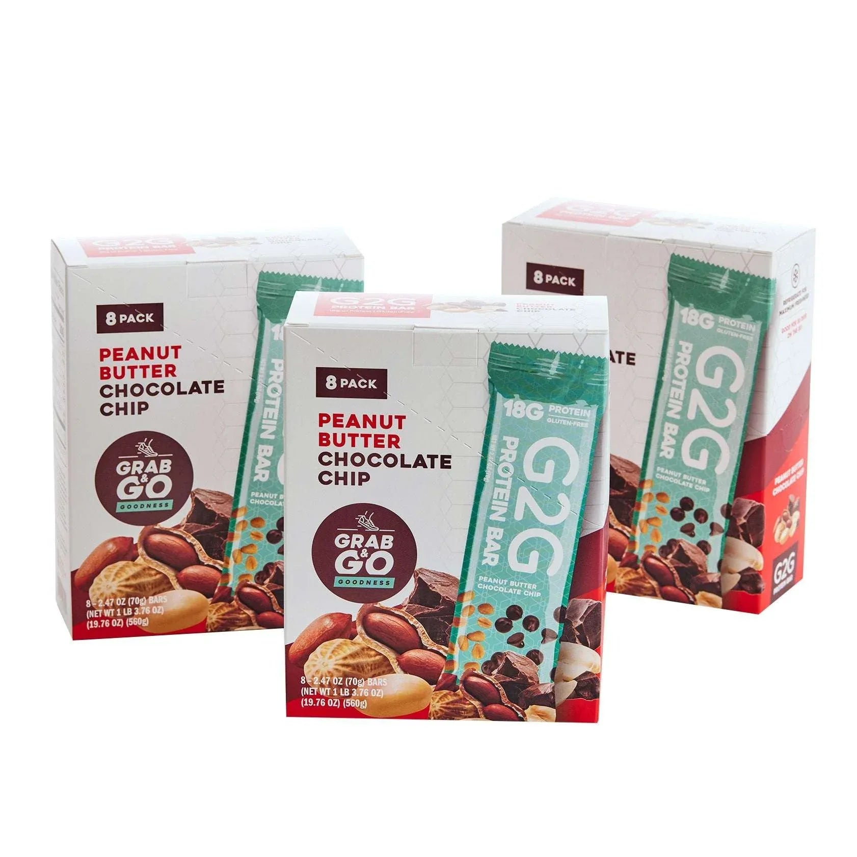 G2G 3-pack Peanut Butter Chocolate Chip Protein Bars 24-count - USA MEGA SHOP