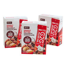 Protein bar boxes (3), peanut butter coconut chocolate, red/white 8-pack, G2G