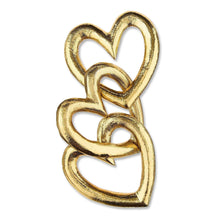 Gold heart chain decoration with three linked heart shapes, shiny metal finish
