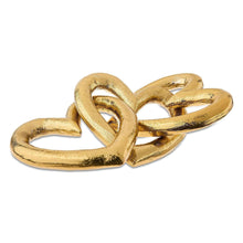 Gold heart chain wall decoration with three interlinked hearts, flat metal look