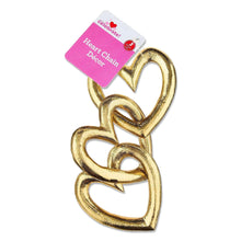 Gold heart chain decoration on a hanging card backing