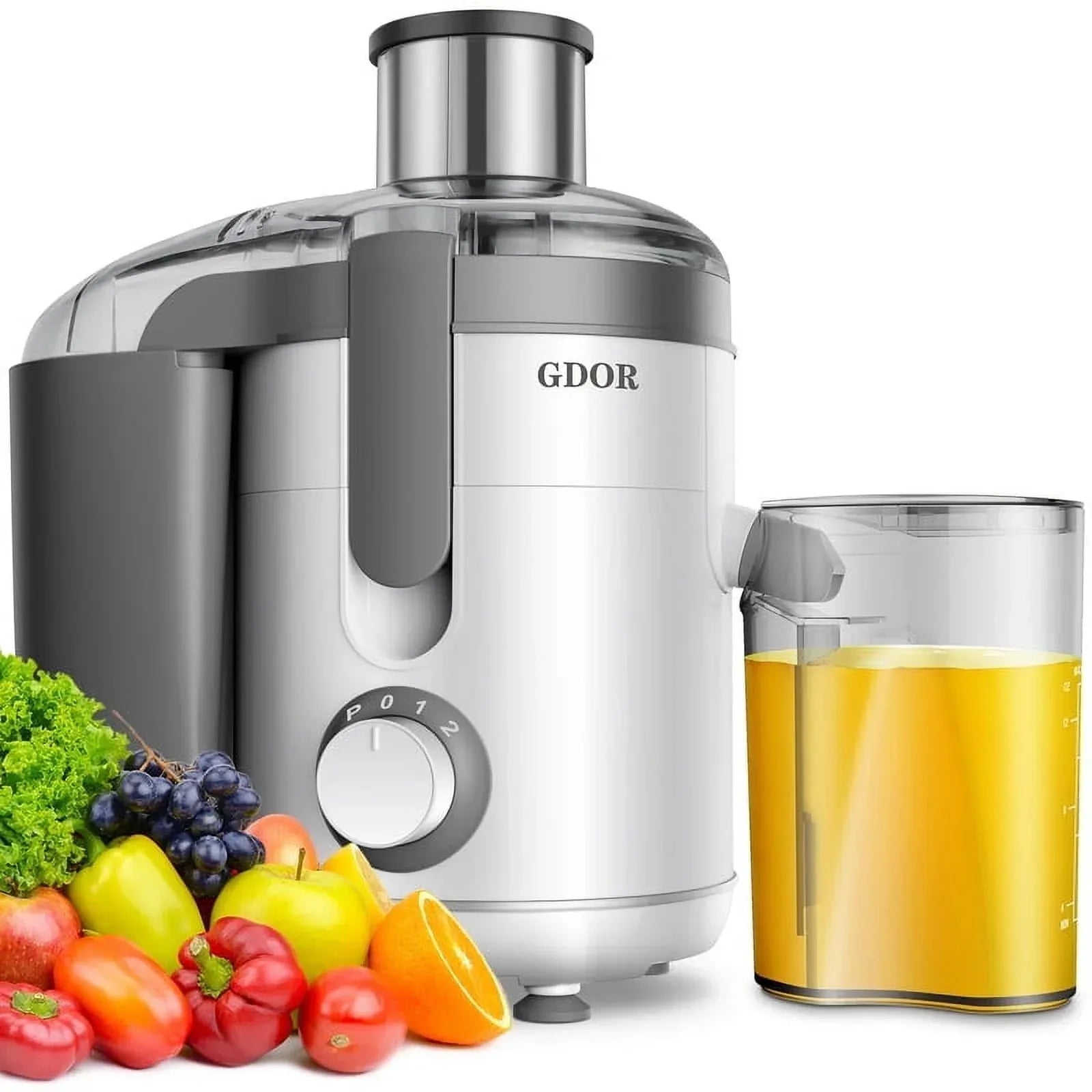 GDOR Kitchen Appliances Juicer Machine Dual Speeds Centrifugal Extractor, Titanium Enhanced Cut Disc, 2.5" FeedChute Juicer, Anti-Drip, Includes Cleaning Brush,Black