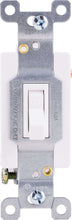 Grounding toggle switch with white rocker, heavy-duty 20A terminals and mounting tabs