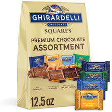 GHIRARDELLI premium chocolate squares assortment bag with assorted chocolate square pieces