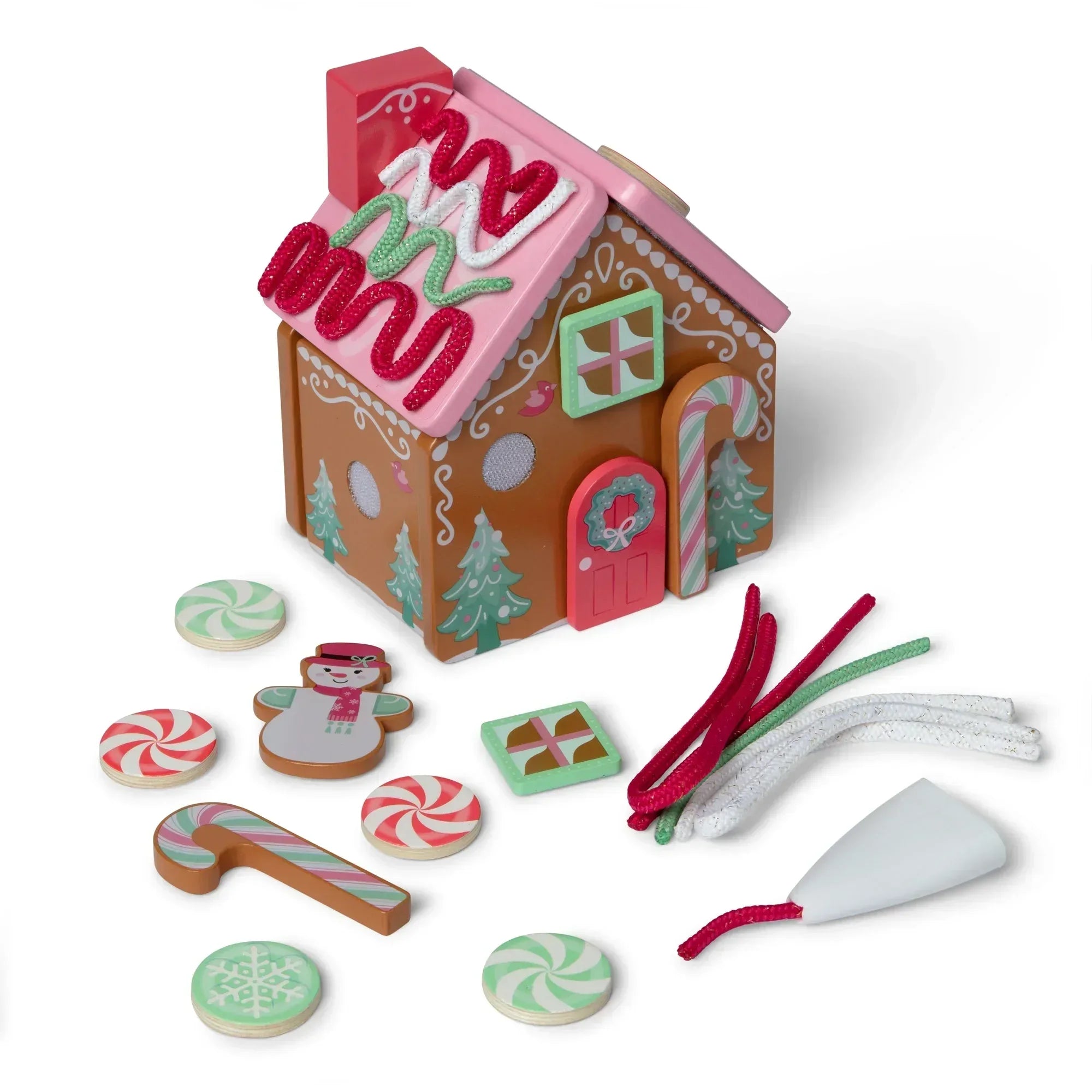 Melissa & Doug Pink Wooden Gingerbread House Reusable, Mess-Free Play Set Activity for Boys and Girls - USA MEGA SHOP