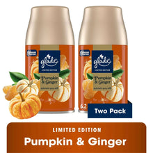 Glade automatic spray air freshener refill two-pack in Pumpkin & Ginger, with pumpkin décor