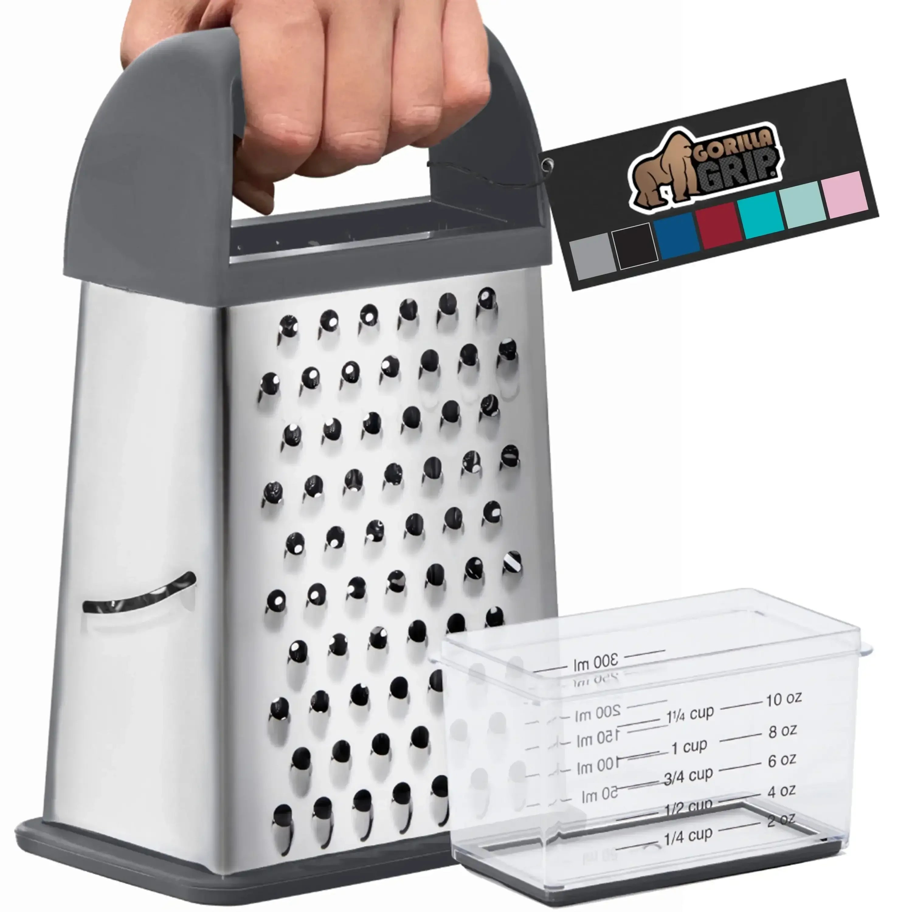 GORILLA GRIP Cheese Grater, BPA Free Stainless Steel Box Graters, Cheeses and Veggie Shredder - USA MEGA SHOP