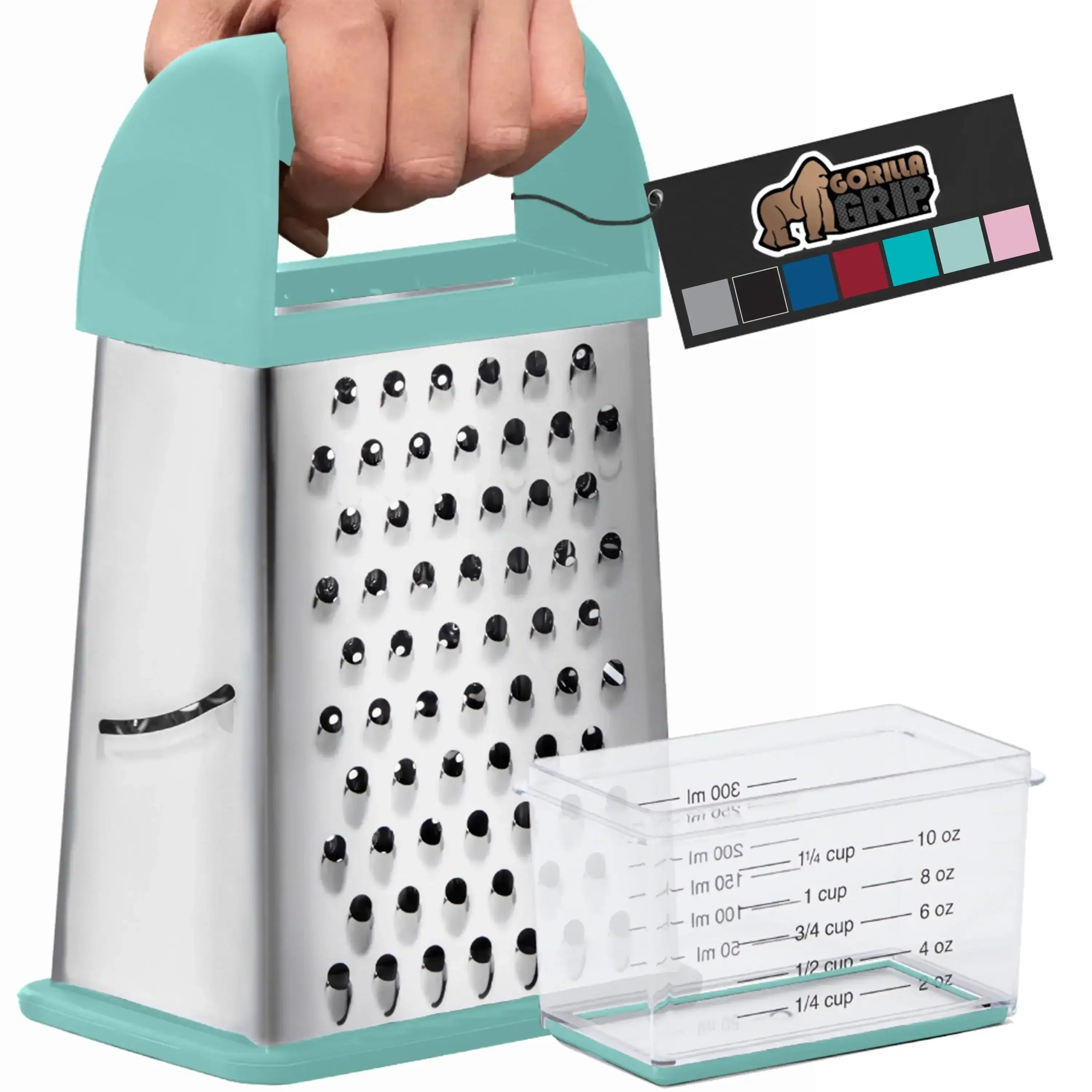 GORILLA GRIP Cheese Grater, BPA Free Stainless Steel Box Graters, Cheeses and Veggie Shredder - USA MEGA SHOP