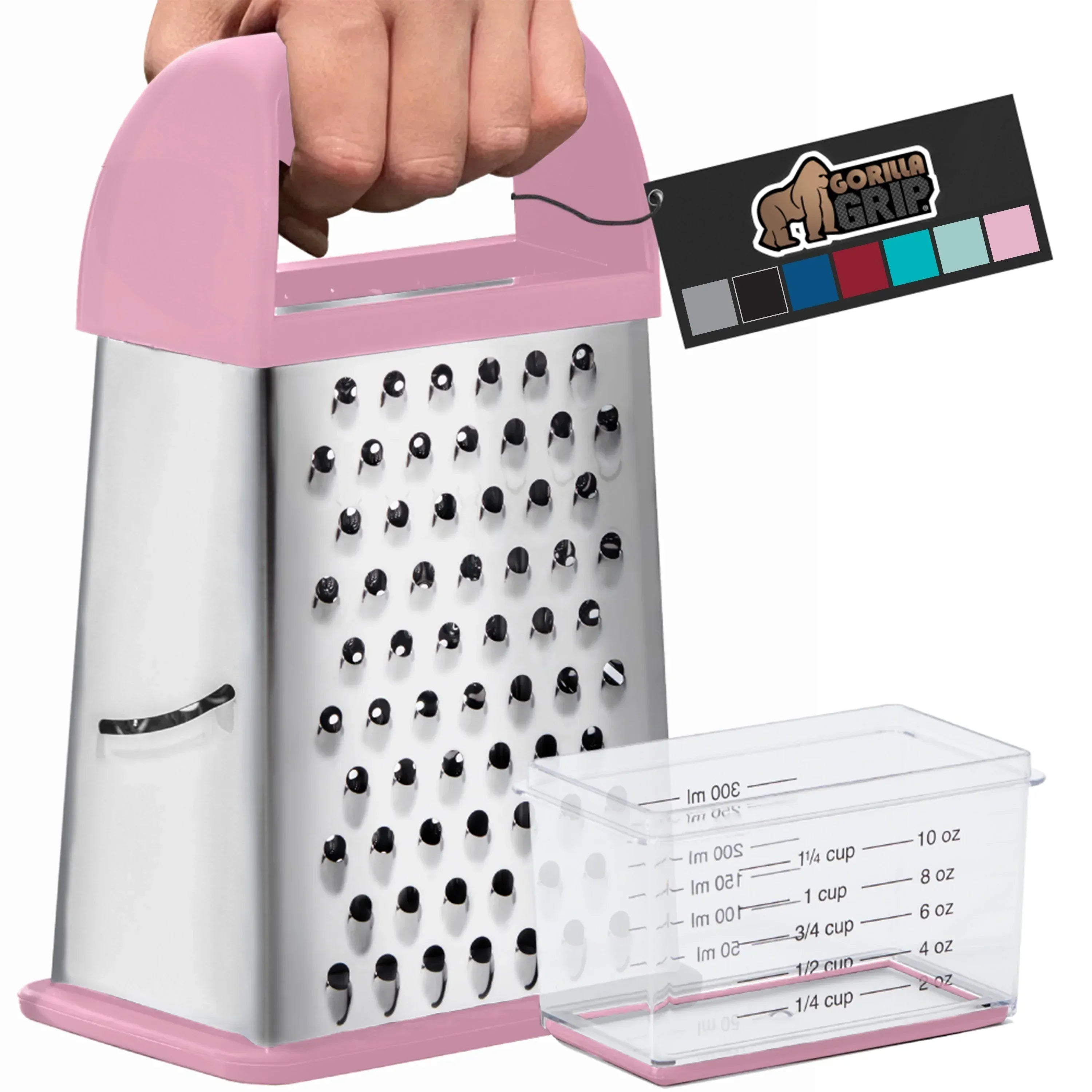 GORILLA GRIP Cheese Grater, BPA Free Stainless Steel Box Graters, Cheeses and Veggie Shredder - USA MEGA SHOP