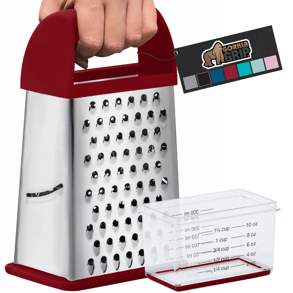 GORILLA GRIP Cheese Grater, BPA Free Stainless Steel Box Graters, Cheeses and Veggie Shredder - USA MEGA SHOP
