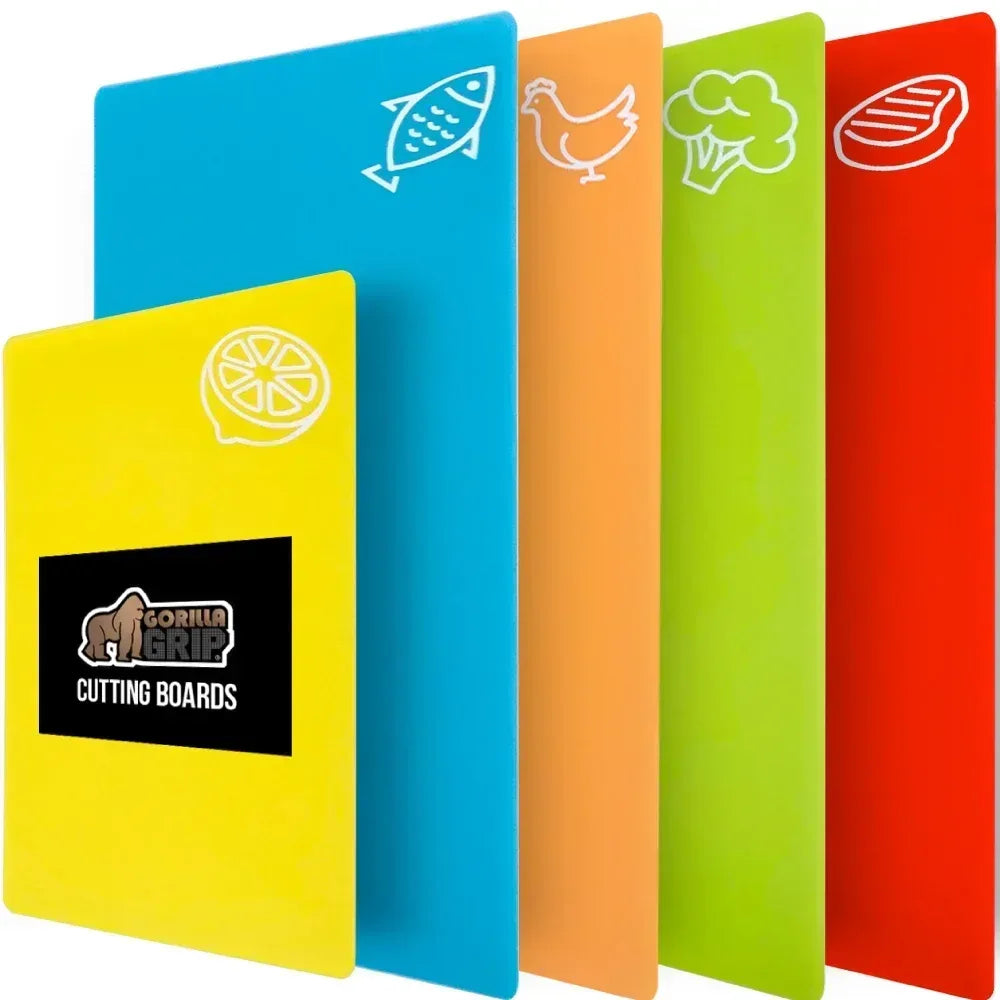 GORILLA GRIP Cutting Board, Flexible, Durable Plastic Chopping Mats, 15x12, Multicolor