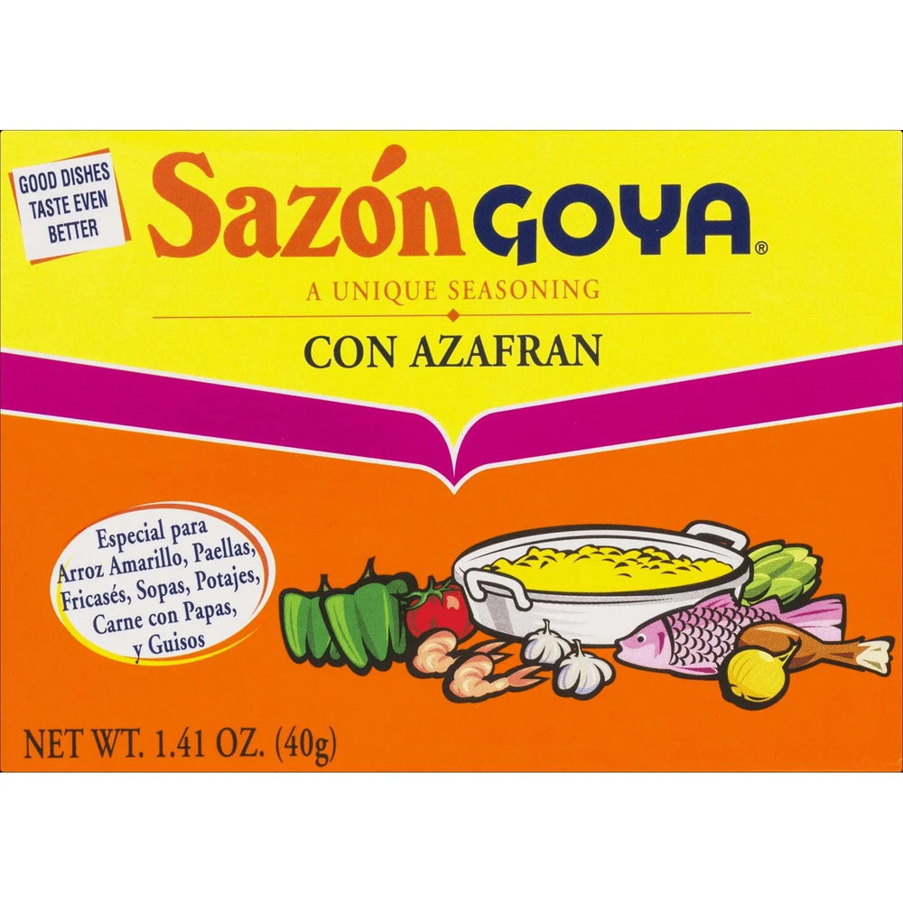 GOYA Sazon with Azafran Seasoning Mix, 8 Packets, 1.41 oz Box - USA MEGA SHOP