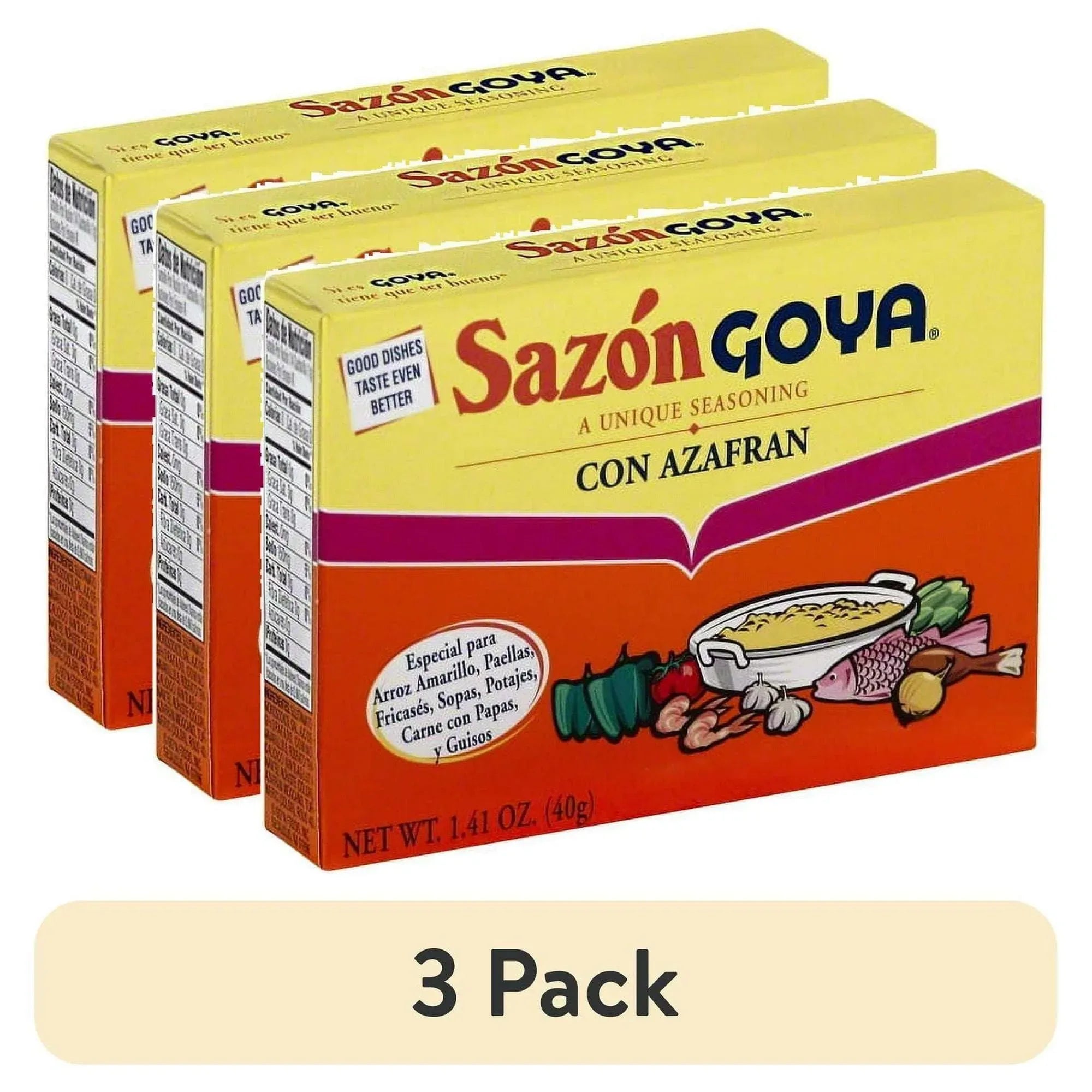 GOYA Sazon with Azafran Seasoning Mix, 8 Packets, 1.41 oz Box - USA MEGA SHOP