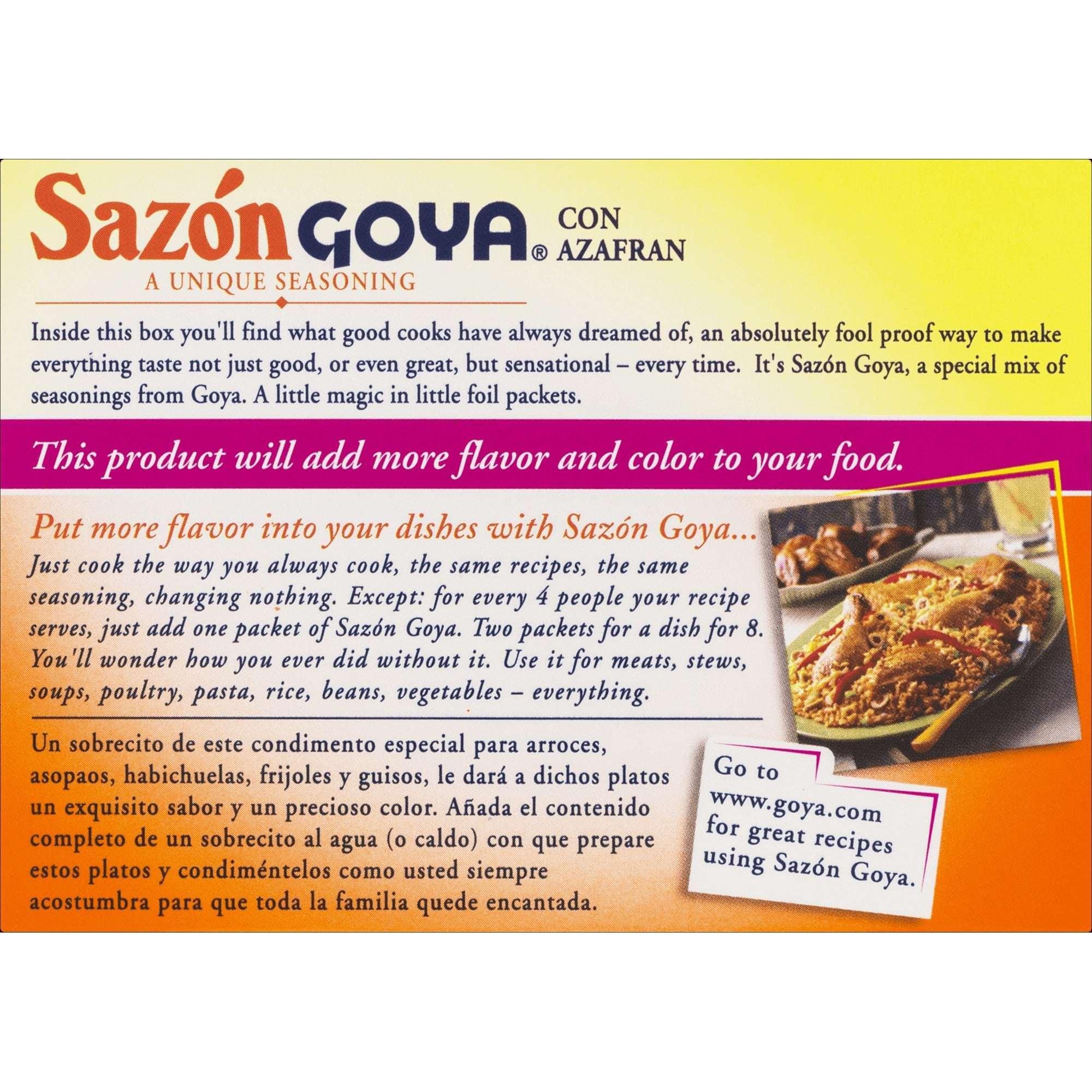 GOYA Sazon with Azafran Seasoning Mix, 8 Packets, 1.41 oz Box - USA MEGA SHOP