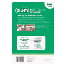 GUM Soft-Picks Advanced mint floss pick value pack, back label with 180 count
