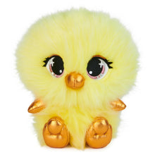 Yellow chick plush stuffed animal with big glittery eyes and orange beak