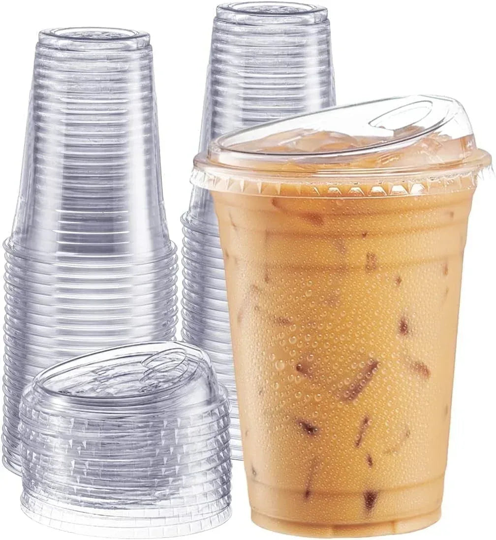 Great Value Disposable Plastic Cups and Lids, Clear, 16 oz, 25 Count, (Cup and Lid Combo)