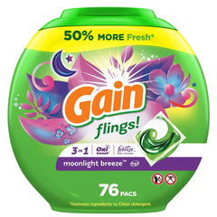 Gain Flings 3-in-1 Oxi Boost and Febreze Laundry Detergent Pacs, Moonlight Breeze Scent, 31 Count - USA MEGA SHOP