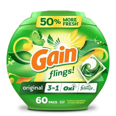 Gain Flings 3-in-1 Oxi Boost and Febreze Laundry Detergent Pacs, Original Scent, 31 Count - USA MEGA SHOP