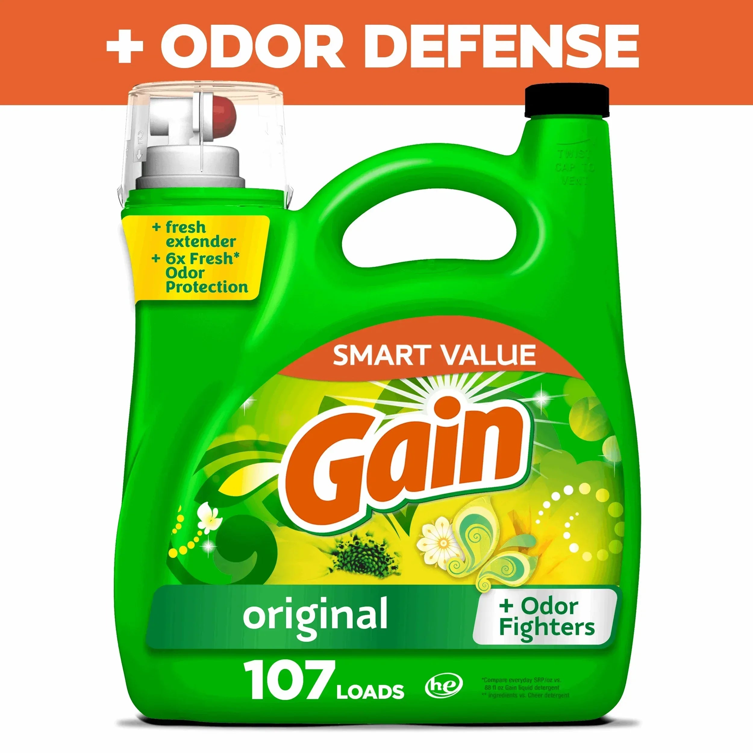 Gain Laundry Detergent Liquid with Odor Fighters, Original Scent, 46 fl oz, 32 Loads
