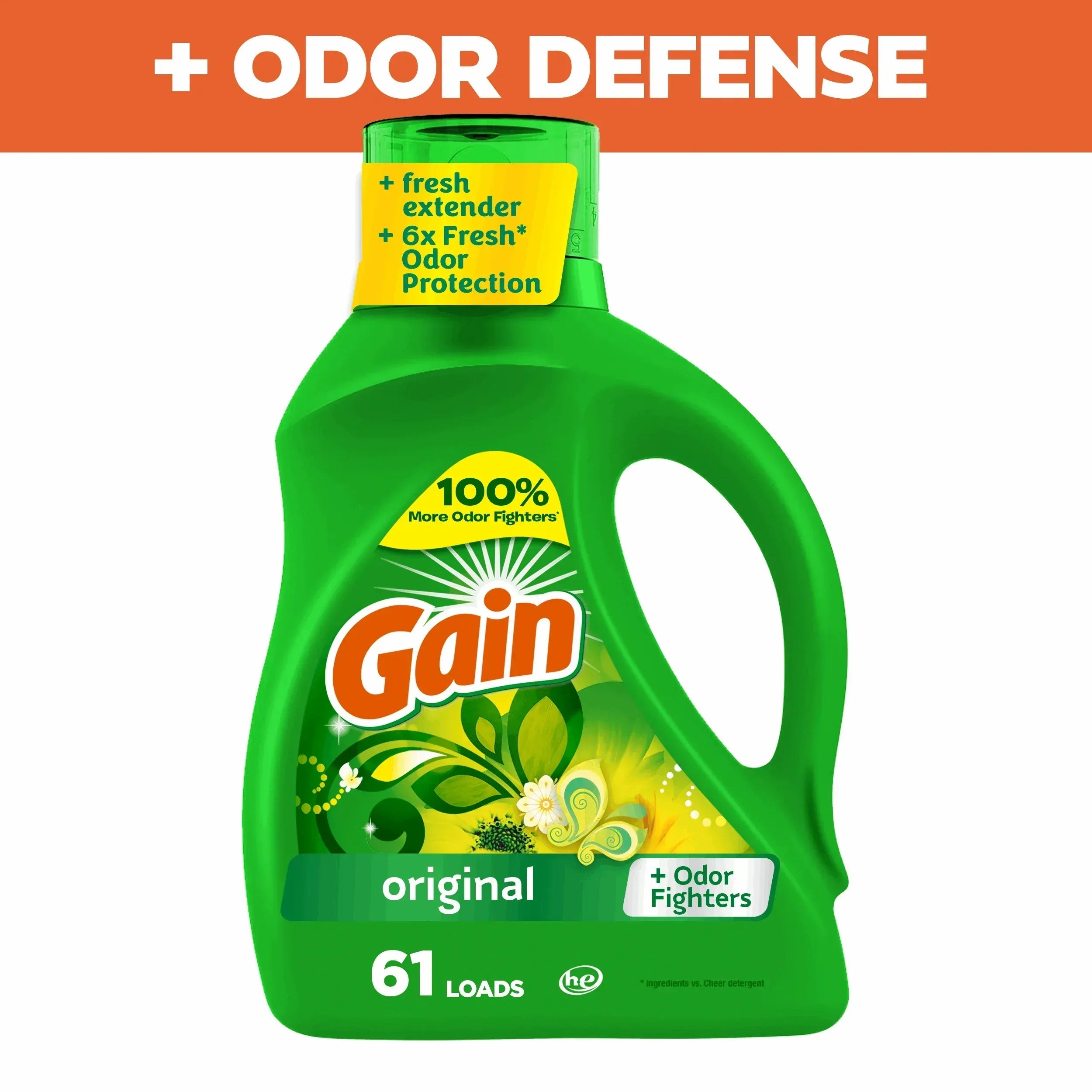 Gain Laundry Detergent Liquid with Odor Fighters, Original Scent, 46 fl oz, 32 Loads