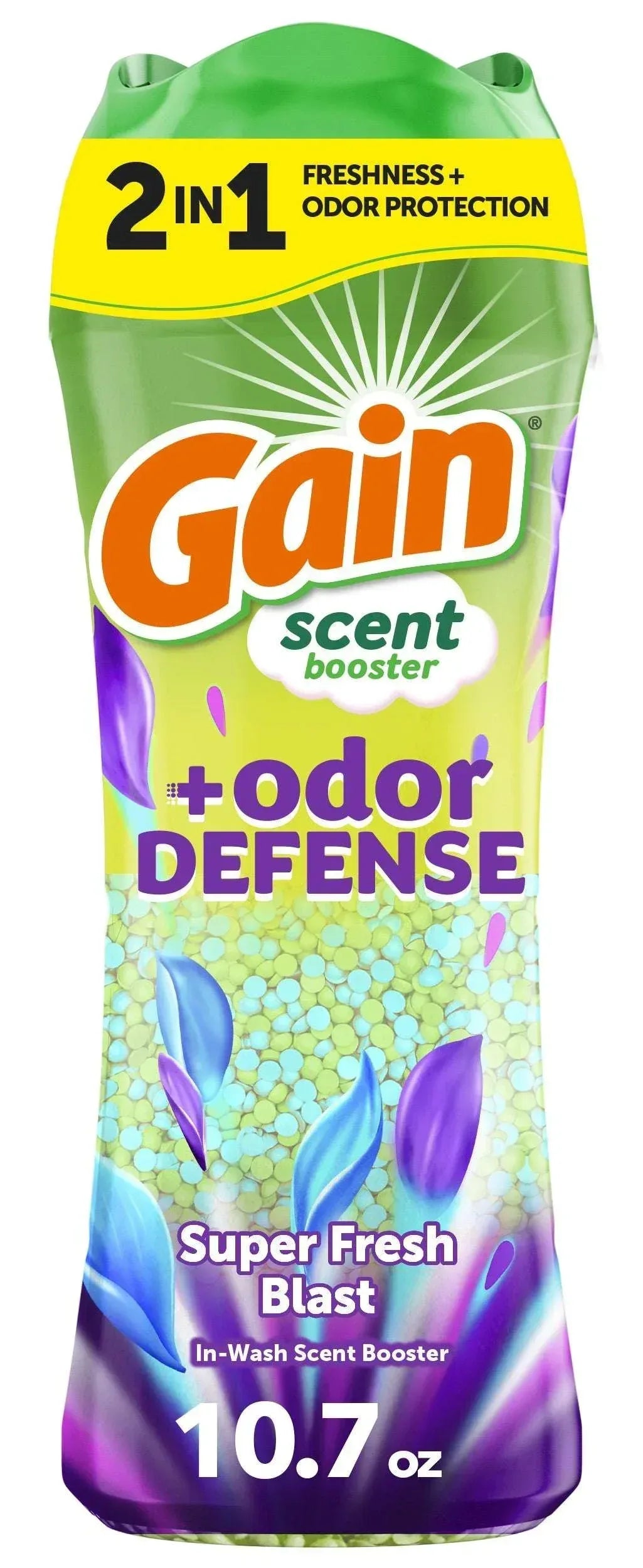 Gain Odor Defense 2-in-1 In-Wash Laundry Scent Booster Beads, Super Fresh Blast Scent, 4.8 oz