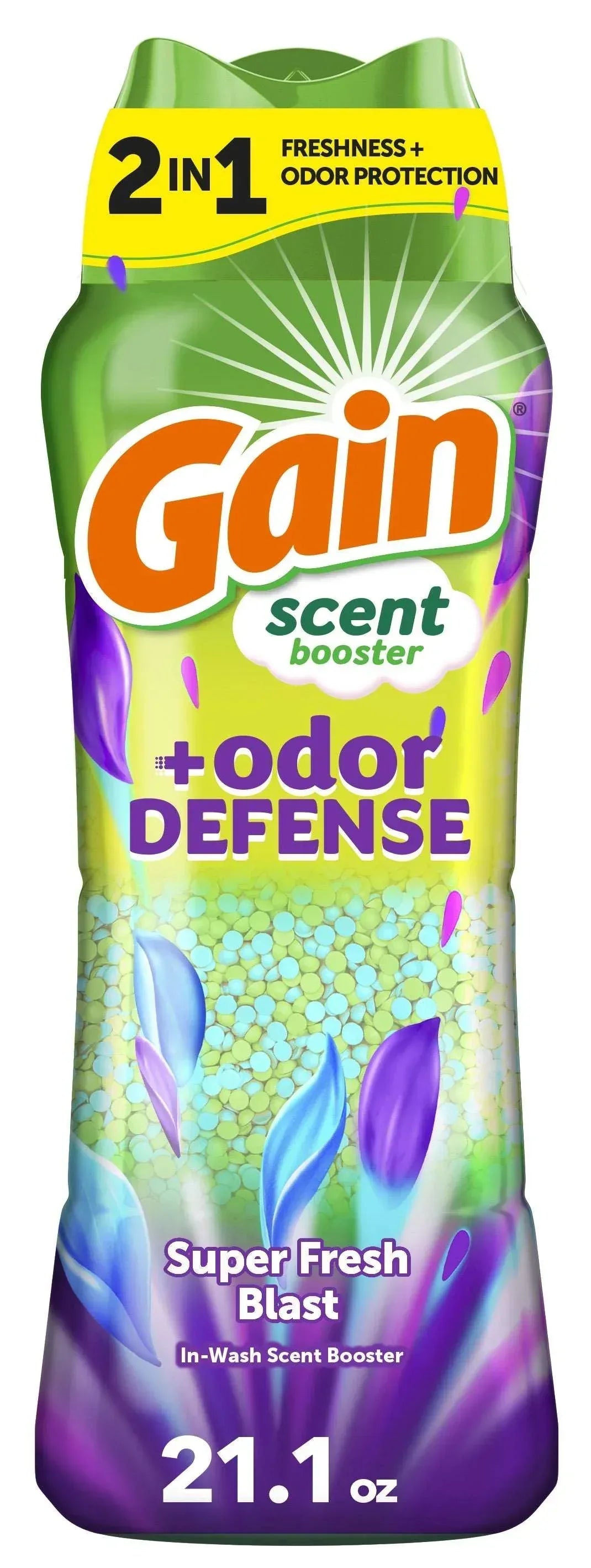 Gain Odor Defense 2-in-1 In-Wash Laundry Scent Booster Beads, Super Fresh Blast Scent, 4.8 oz