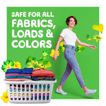 Gain Fireworks scent booster beads featuring a person with stacked folded laundry