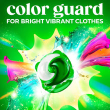 Laundry detergent pacs Color Guard for bright vibrant clothes with green pod icon