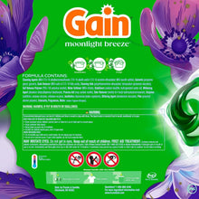 Laundry detergent pacs box back panel with product information and icons