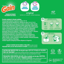 Gain original powder laundry detergent back panel with directions and ingredient information