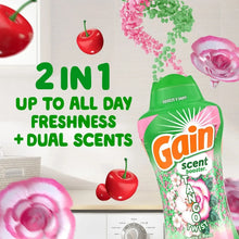 Laundry scent booster bottle, green and pink, Cherry + Rose flowers design