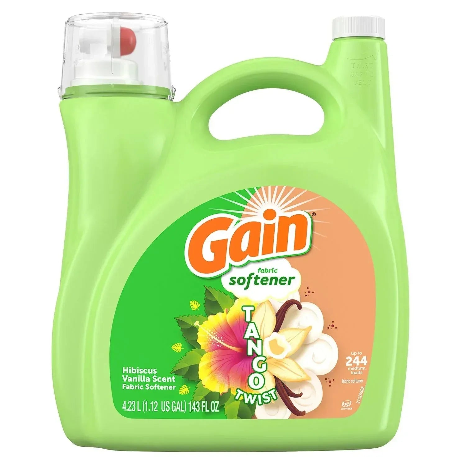 Gain Tango Twist Liquid Fabric Softener, Hibiscus and Vanilla Scent, 244 loads, 143 fl. oz. - USA MEGA SHOP