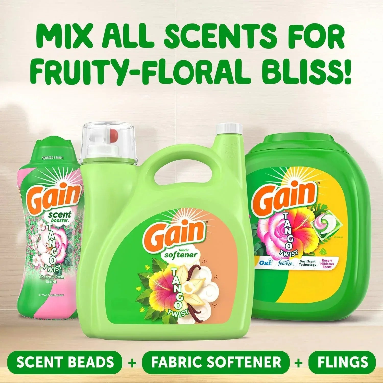 Gain Tango Twist Liquid Fabric Softener, Hibiscus and Vanilla Scent, 244 loads, 143 fl. oz. - USA MEGA SHOP