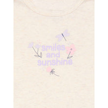 Cream newborn cotton bodysuit with pastel 'Smiles and sunshine' graphic