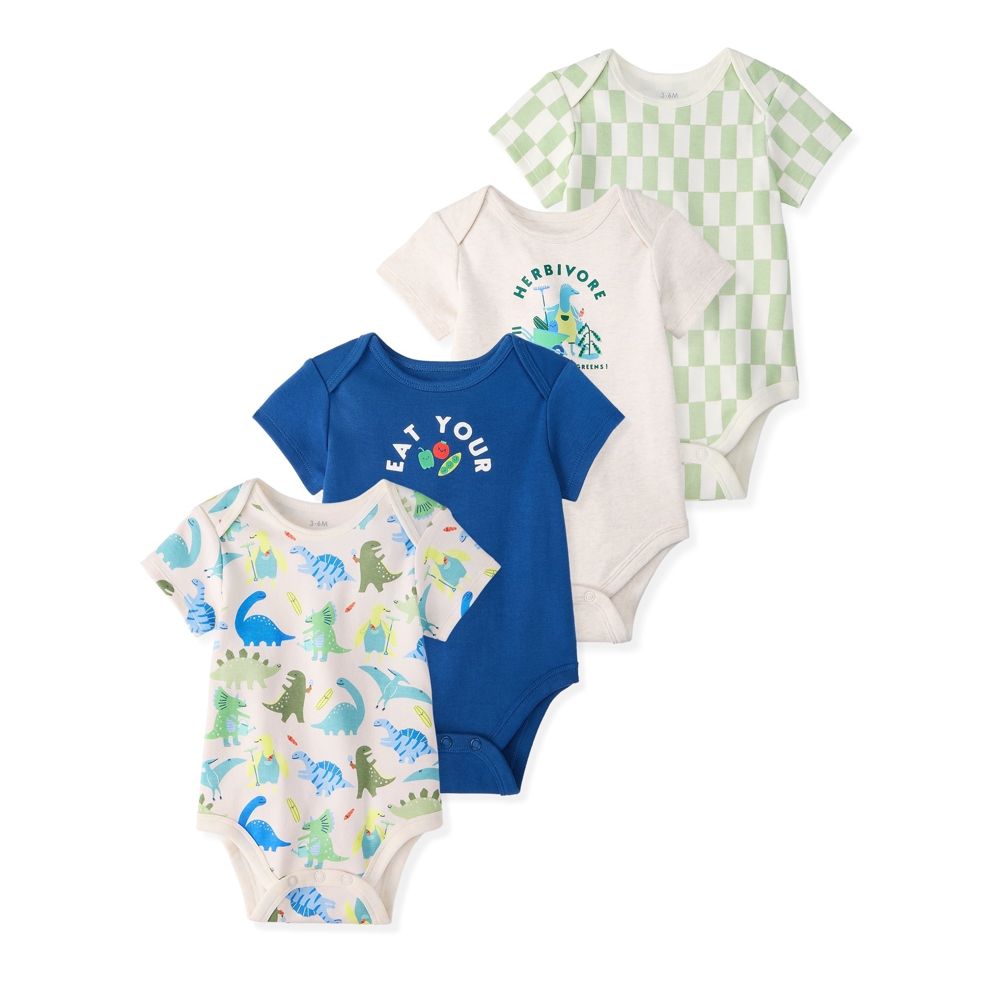 Garanimals Newborn Baby Boy, Girl & Unisex Cotton Short Sleeve Bodysuits, Multiple Sizes 0–24 Months, 4-Pack