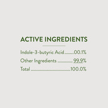 Active ingredients panel: indole-3-butyric acid 0.1% and other ingredients 99.2%