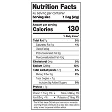 Nutrition Facts label for Garden Veggie Straws, 1 bag serving size 28 g